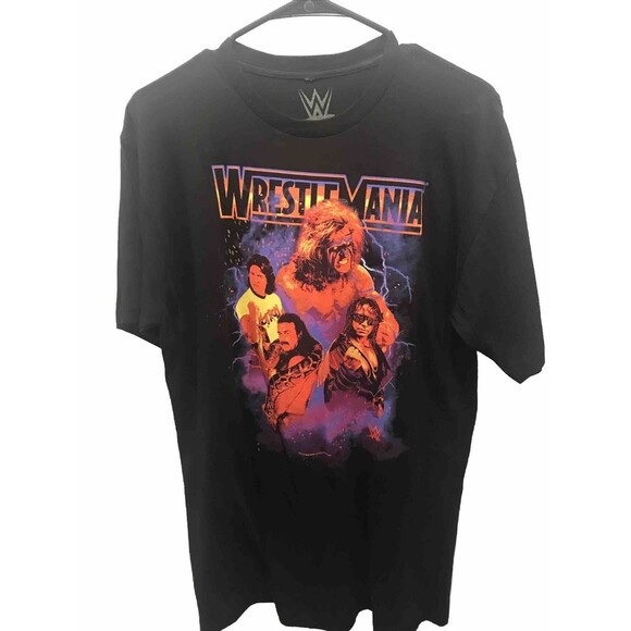 WWF WWE Wrestlemania Bret Hart Ultimate Warrior T Shirt Mens Size Small Black - Picture 1 of 4